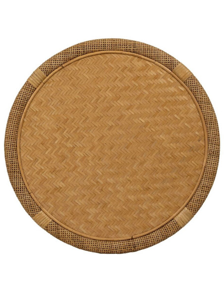 Table d'appoint vintage Ronde en Bambou Naturel Cannage Ratan - 6