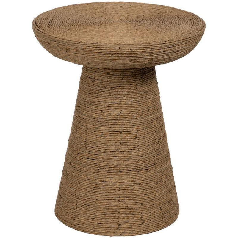 Table d'appoint vintage Ronde 49 cm en Fibre Naturel Tressé Ratan - 1