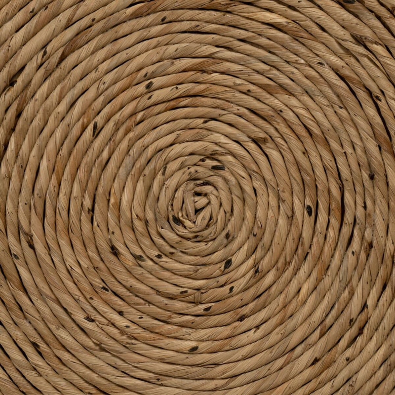 Table d'appoint vintage Ronde 49 cm en Fibre Naturel Tressé Ratan - 5