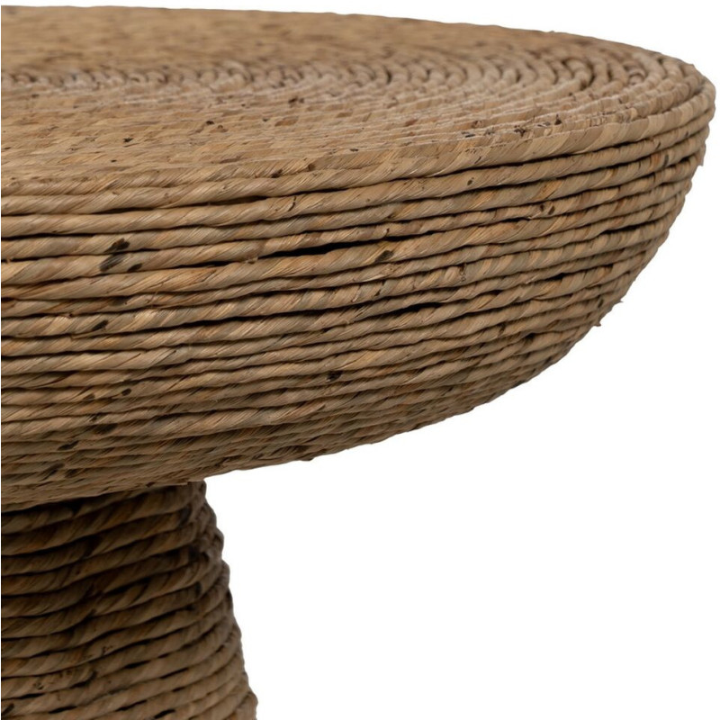 Table d'appoint vintage Ronde 49 cm en Fibre Naturel Tressé Ratan - 6