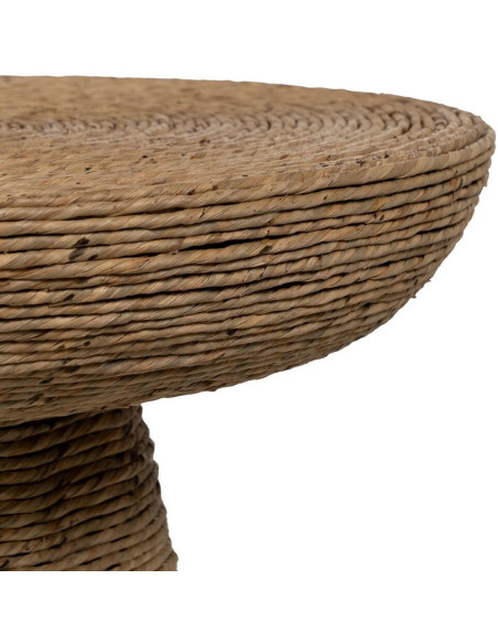 Table d'appoint vintage Ronde 49 cm en Fibre Naturel Tressé Ratan - 6