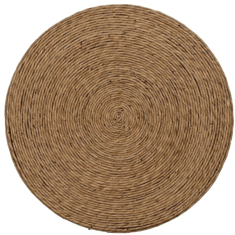 Table d'appoint vintage Ronde 49 cm en Fibre Naturel Tressé Ratan - 7