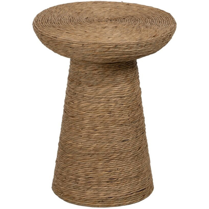 Table d'appoint vintage Ronde 41 cm en Fibre Naturel Tressé Ratan - 1