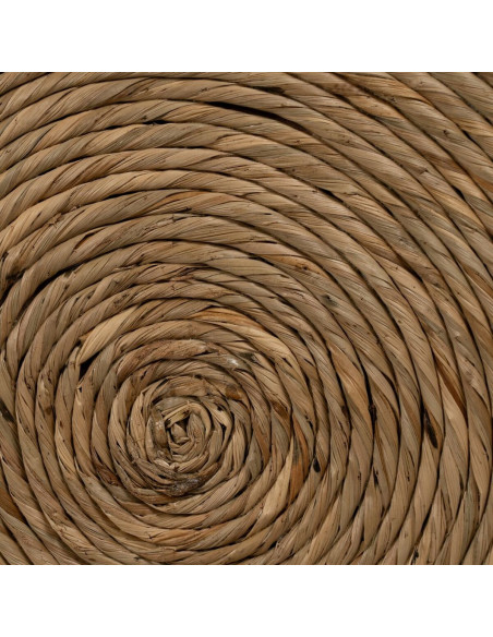 Table d'appoint vintage Ronde 41 cm en Fibre Naturel Tressé Ratan - 5