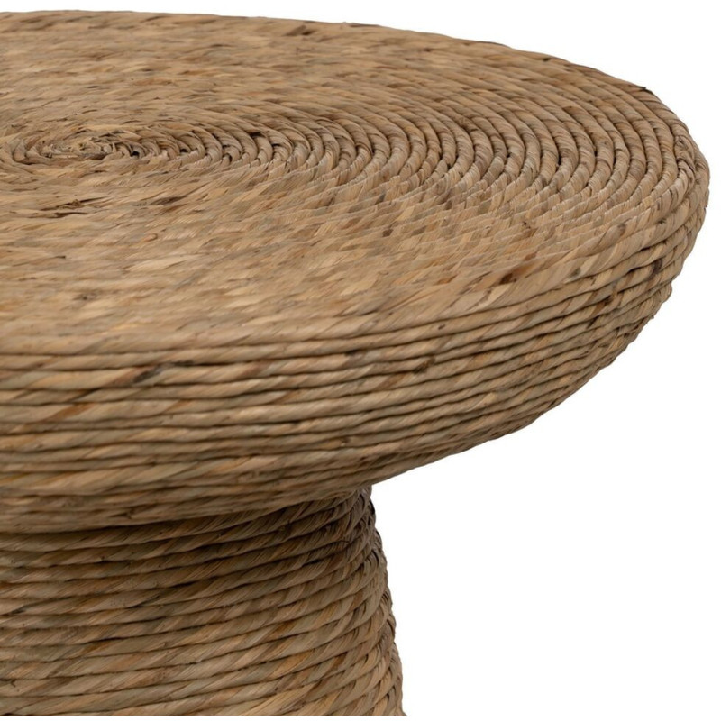 Table d'appoint vintage Ronde 41 cm en Fibre Naturel Tressé Ratan - 6
