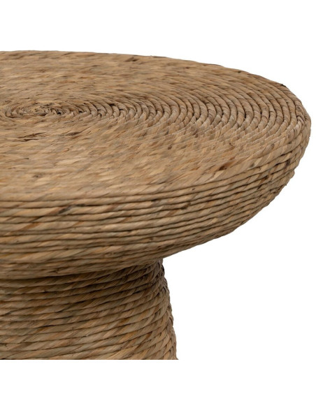 Table d'appoint vintage Ronde 41 cm en Fibre Naturel Tressé Ratan - 6