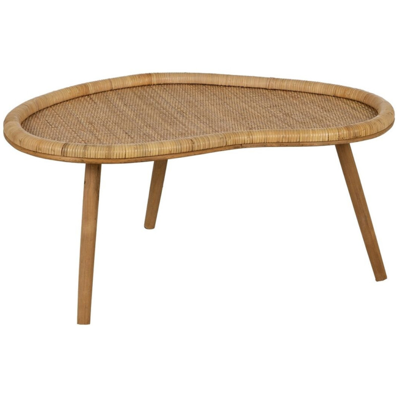 Table basse vintage Organique 90 cm en Rotin Naturel Tressé Ratan - 1