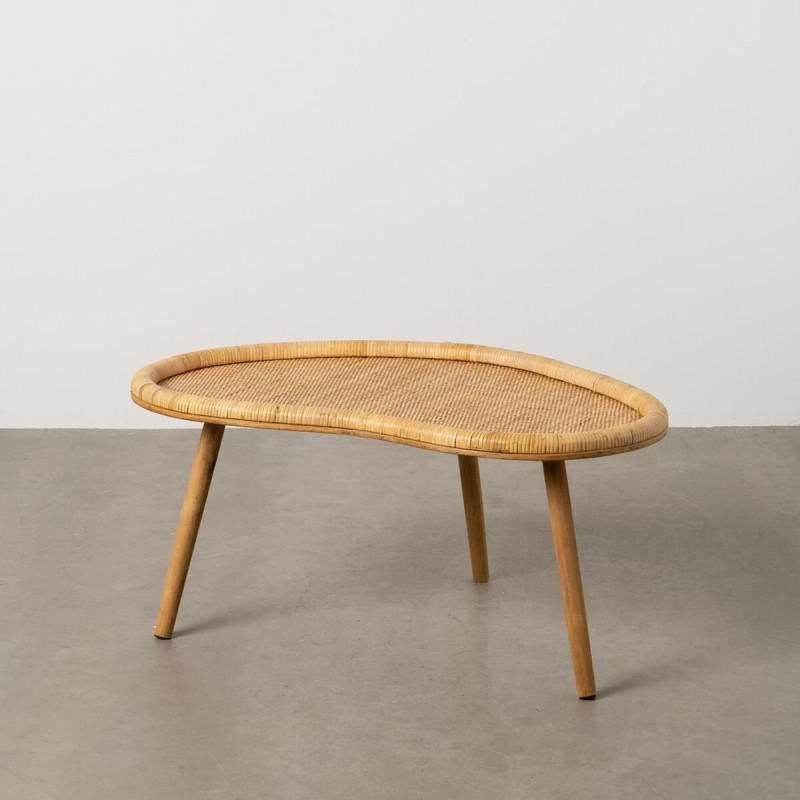 Table basse vintage Organique 90 cm en Rotin Naturel Tressé Ratan - 2