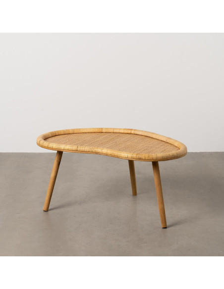 Table basse vintage Organique 90 cm en Rotin Naturel Tressé Ratan - 2