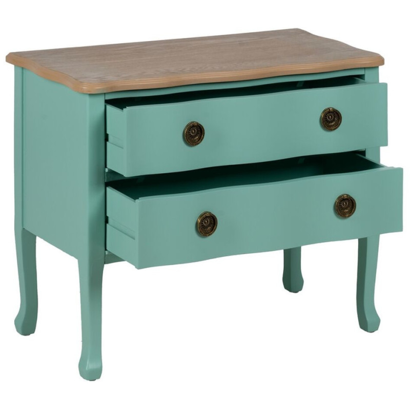 Petite Commode moderne 2 tiroirs en Bois de sapin Turquoise Naturel Haro - 3