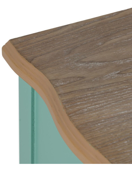 Petite Commode moderne 2 tiroirs en Bois de sapin Turquoise Naturel Haro - 4