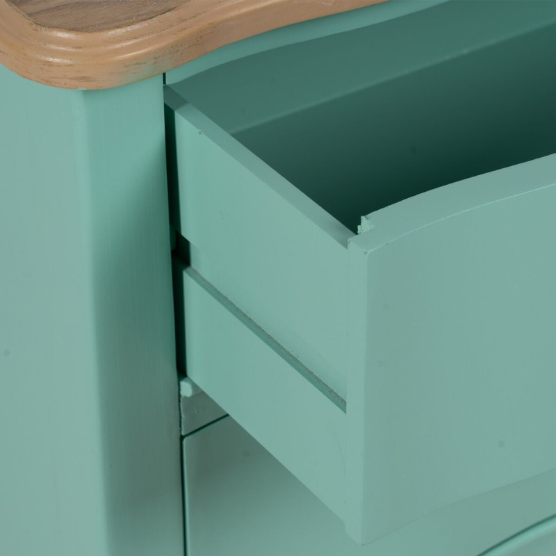 Petite Commode moderne 2 tiroirs en Bois de sapin Turquoise Naturel Haro - 5