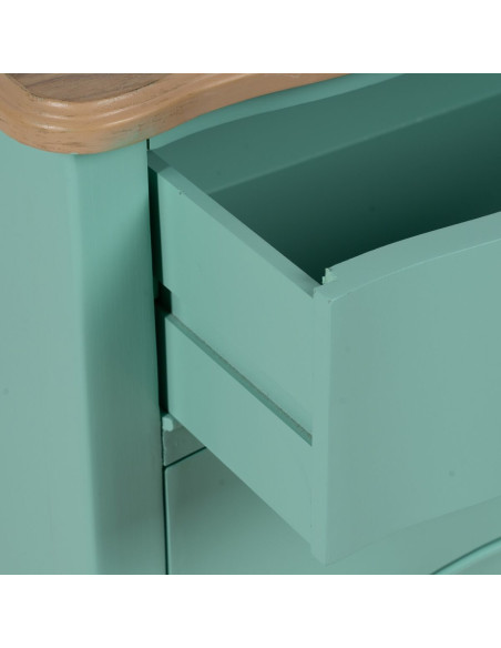 Petite Commode moderne 2 tiroirs en Bois de sapin Turquoise Naturel Haro - 5