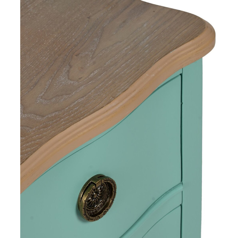 Petite Commode moderne 2 tiroirs en Bois de sapin Turquoise Naturel Haro - 7