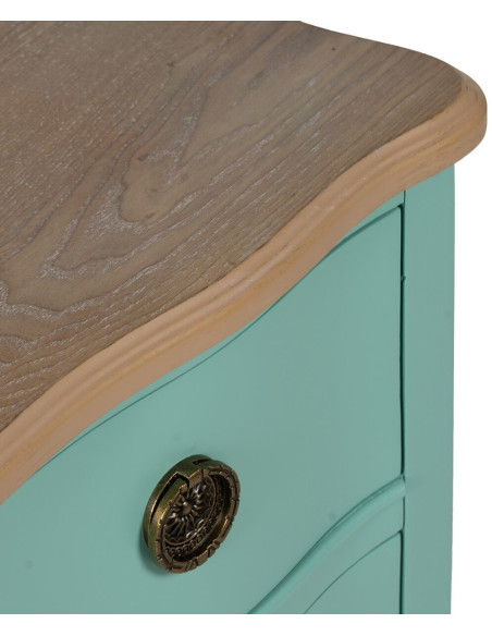 Petite Commode moderne 2 tiroirs en Bois de sapin Turquoise Naturel Haro - 7