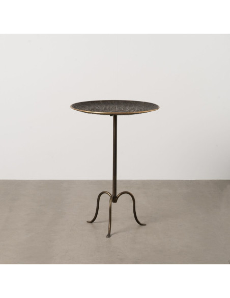 Table d'appoint haute moderne chic Ronde 50 cm en Métal Doré Vieilli Motif branches Caravia - 2