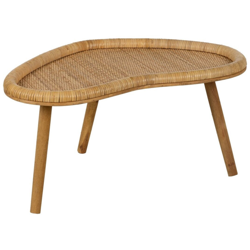 Table basse vintage Organique 77 cm en Rotin Naturel Tressé Ratan - 1