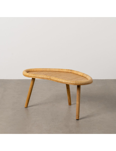 Table basse vintage Organique 77 cm en Rotin Naturel Tressé Ratan - 2