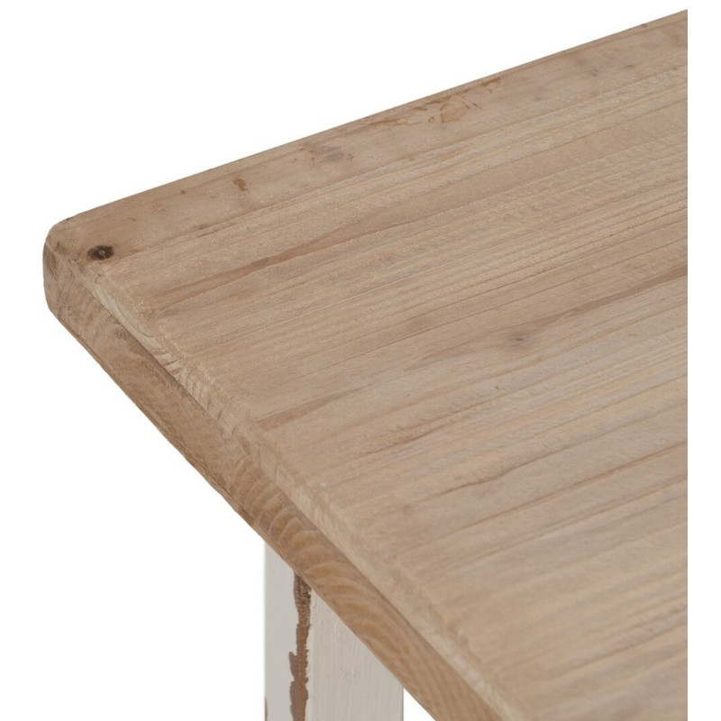 Grande Table basse Campagne chic Rectangulaire en Bois de sapin Blanc crème Vieilli Naturel Formentera - 3