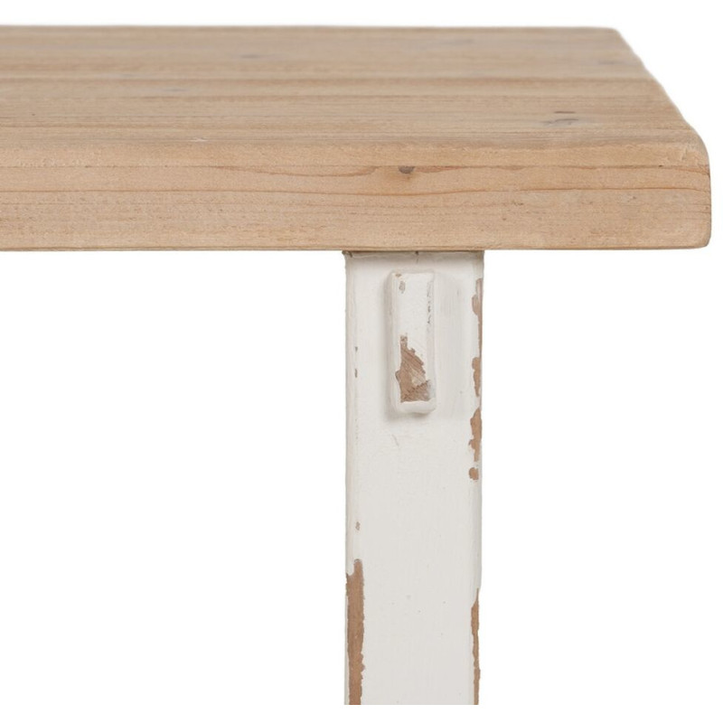 Grande Table basse Campagne chic Rectangulaire en Bois de sapin Blanc crème Vieilli Naturel Formentera - 5