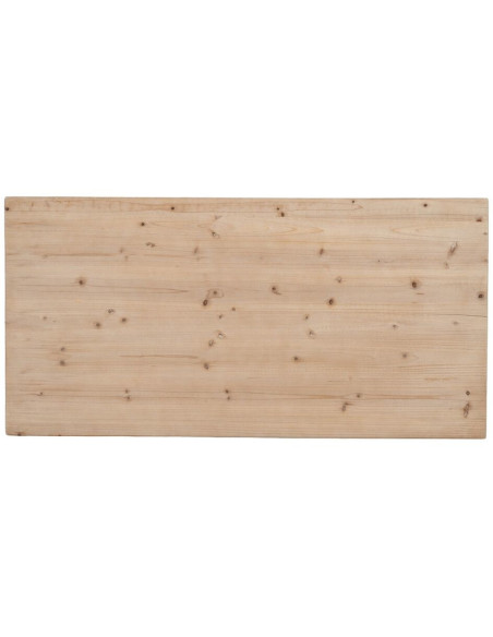 Grande Table basse Campagne chic Rectangulaire en Bois de sapin Blanc crème Vieilli Naturel Formentera - 7