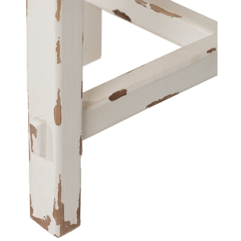 Grande Table basse Campagne chic Rectangulaire en Bois de sapin Blanc crème Vieilli Naturel Formentera - 8