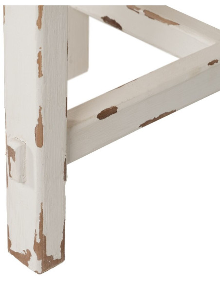 Grande Table basse Campagne chic Rectangulaire en Bois de sapin Blanc crème Vieilli Naturel Formentera - 8