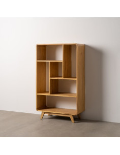 Grande Bibliothèque moderne 4 niveaux en Bois de mindi Naturel Jeyora - 1 2