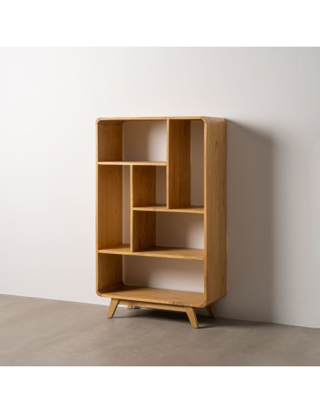 Grande Bibliothèque moderne 4 niveaux en Bois de mindi Naturel Jeyora - 2