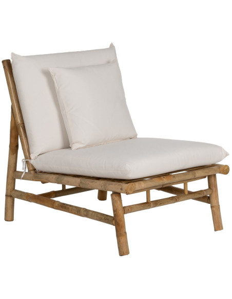 Fauteuil balinais en Bambou Naturel Tissu Blanc crème Olmedo - 1