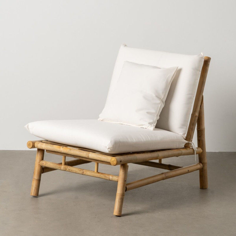 Fauteuil balinais en Bambou Naturel Tissu Blanc crème Olmedo - 2