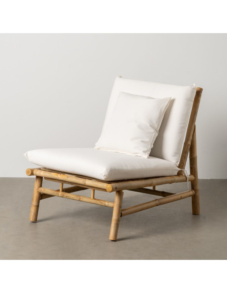Fauteuil balinais en Bambou Naturel Tissu Blanc crème Olmedo - 2