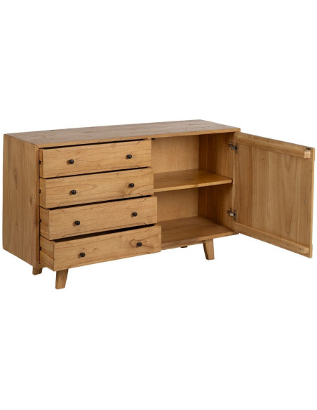 Buffet moderne Bas 1 porte 4 tiroirs en Bois de mindi Naturel Sitges - 3