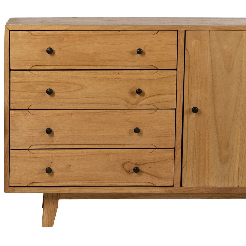 Buffet moderne Bas 1 porte 4 tiroirs en Bois de mindi Naturel Sitges - 5