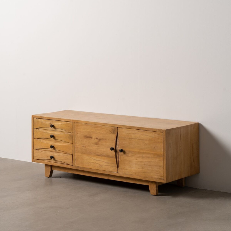 Buffet moderne Bas 2 portes 4 tiroirs en Bois de mindi Naturel Sitges - 2