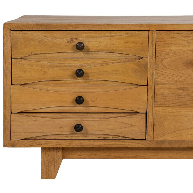 Buffet moderne Bas 2 portes 4 tiroirs en Bois de mindi Naturel Sitges - 5