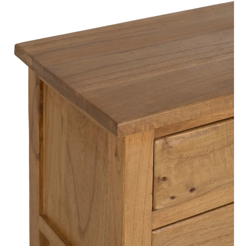 Grande Console d'entrée moderne 6 tiroirs 1 étagère en Bois de mindi Naturel Sitges - 4