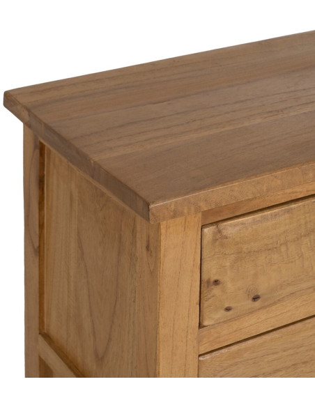 Grande Console d'entrée moderne 6 tiroirs 1 étagère en Bois de mindi Naturel Sitges - 4