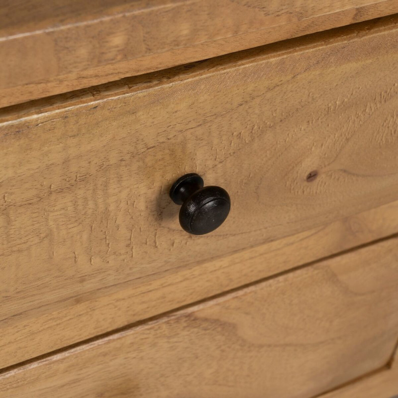 Grande Console d'entrée moderne 6 tiroirs 1 étagère en Bois de mindi Naturel Sitges - 7