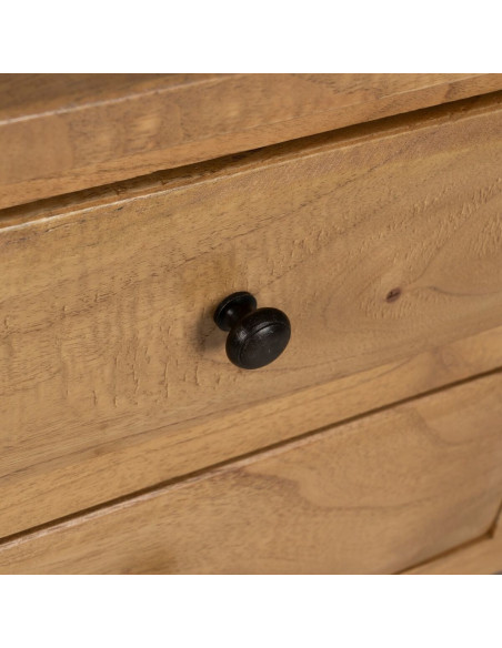 Grande Console d'entrée moderne 6 tiroirs 1 étagère en Bois de mindi Naturel Sitges - 7