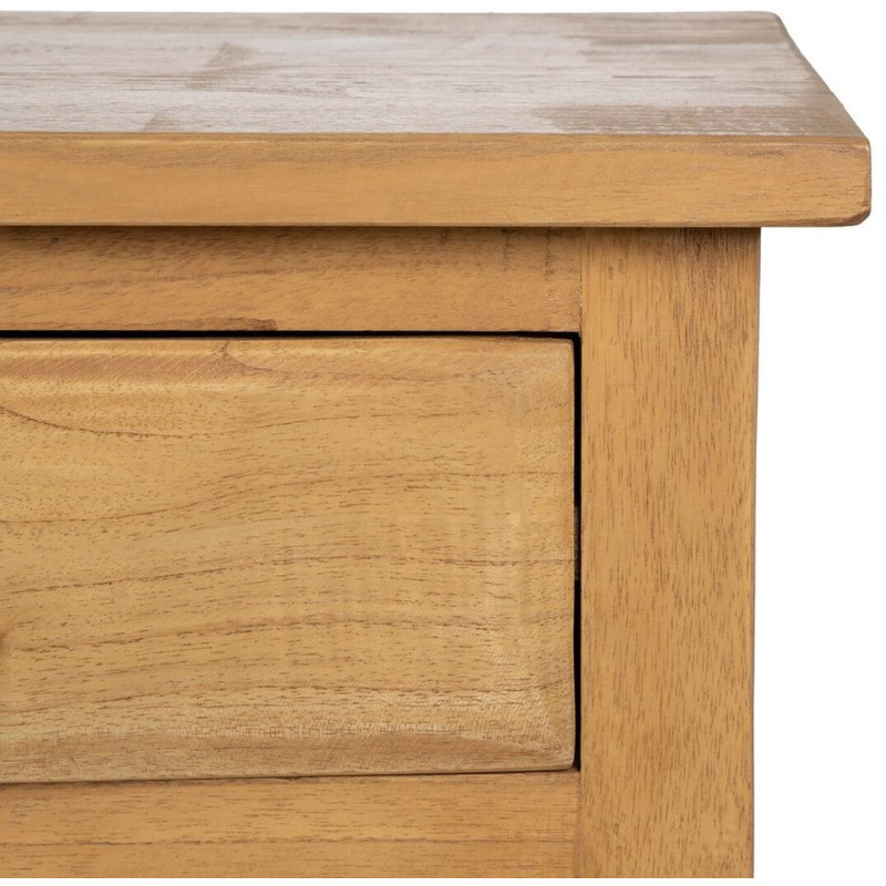 Grande Console d'entrée moderne 6 tiroirs 1 étagère en Bois de mindi Naturel Sitges - 8