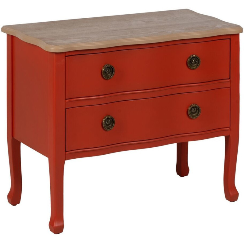 Petite Commode moderne 2 tiroirs en Bois de sapin Terracotta Naturel Haro - 1
