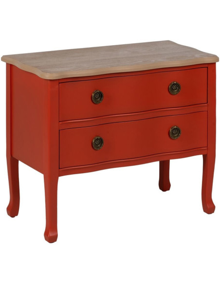 Petite Commode moderne 2 tiroirs en Bois de sapin Terracotta Naturel Haro - 1