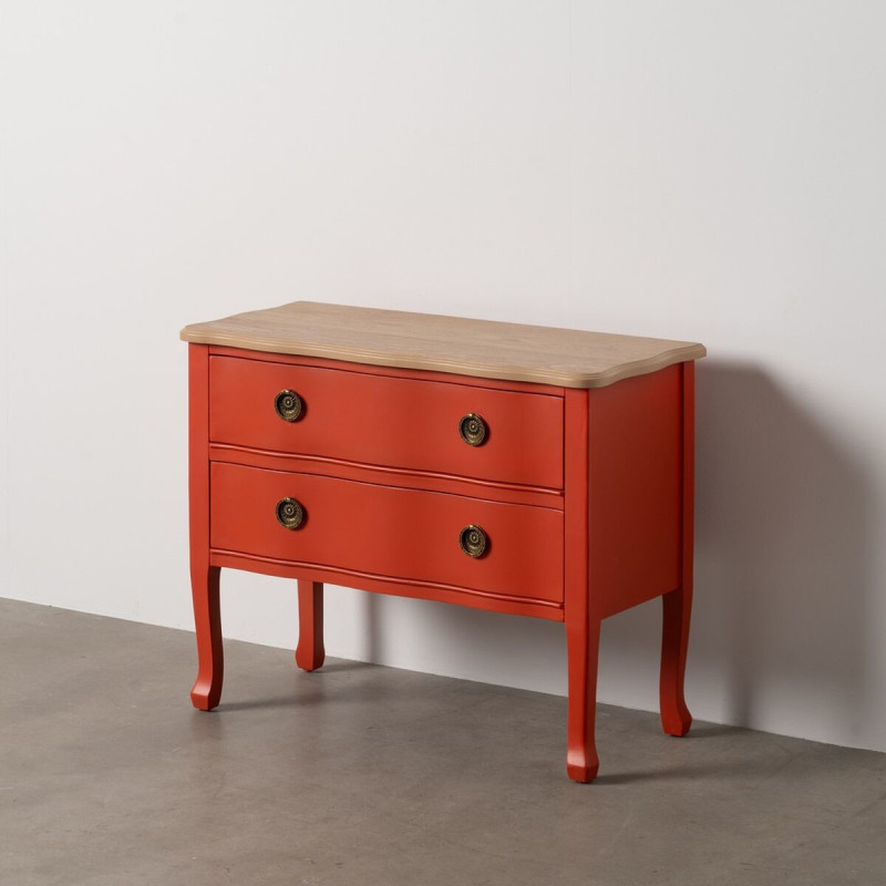 Petite Commode moderne 2 tiroirs en Bois de sapin Terracotta Naturel Haro - 2