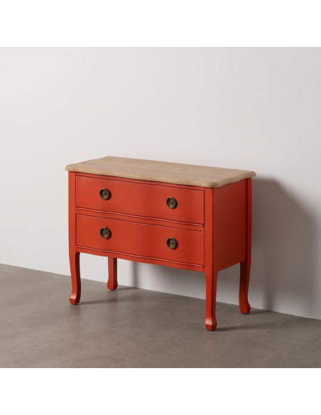 Petite Commode moderne 2 tiroirs en Bois de sapin Terracotta Naturel Haro - 2