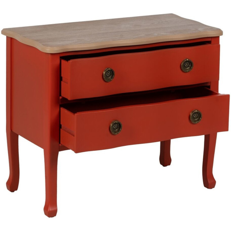 Petite Commode moderne 2 tiroirs en Bois de sapin Terracotta Naturel Haro - 3