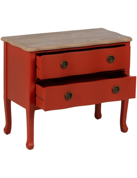 Petite Commode moderne 2 tiroirs en Bois de sapin Terracotta Naturel Haro - 3
