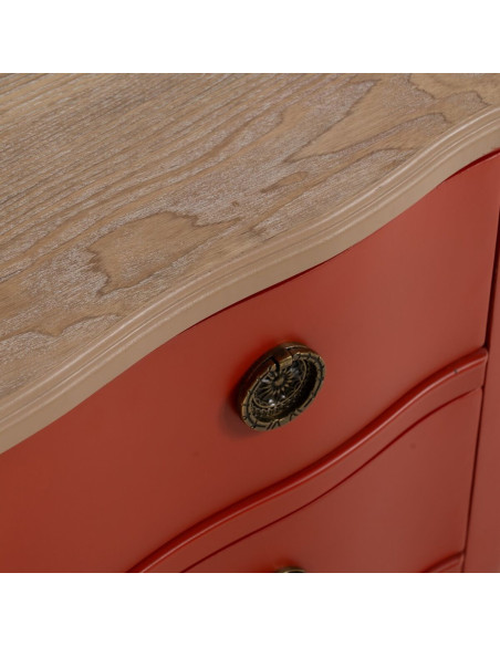 Petite Commode moderne 2 tiroirs en Bois de sapin Terracotta Naturel Haro - 7