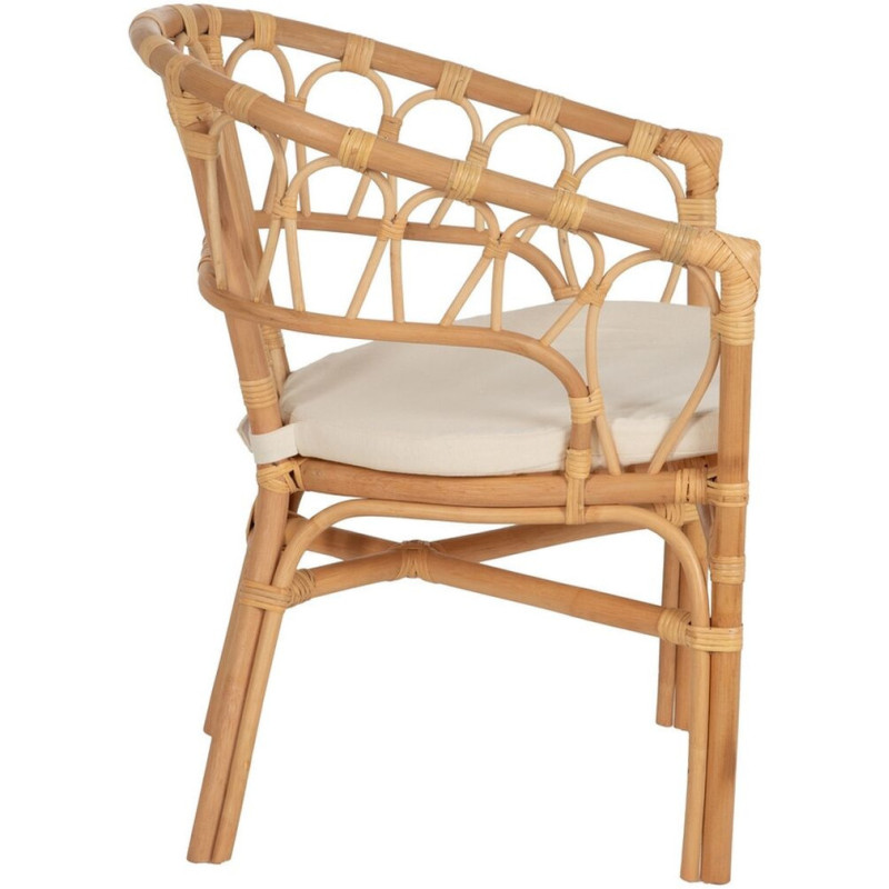 Fauteuil de table vintage en Rotin Naturel Tissu Crème Aranda - 3