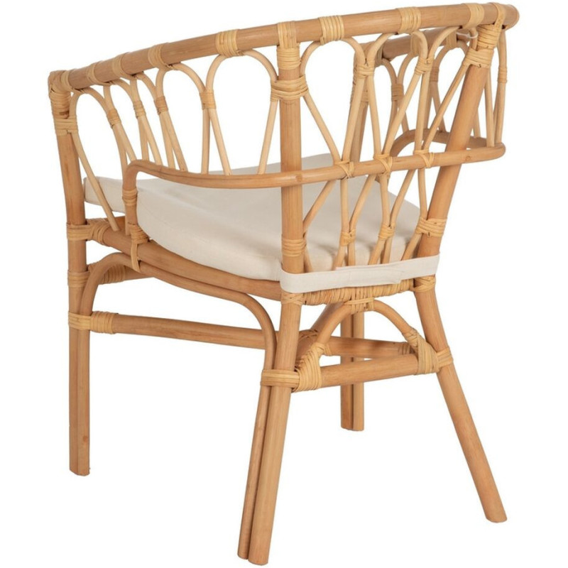Fauteuil de table vintage en Rotin Naturel Tissu Crème Aranda - 4